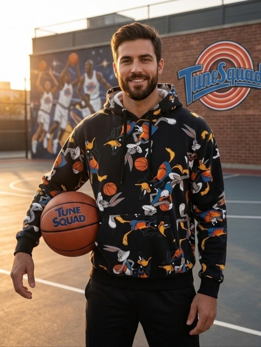 ​VINTAGE Space Jam All-Over Print Hoodie - Bugs Bunny & Daffy Duck
